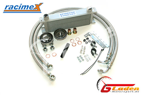 Racimex Oil cooler Kit 16 Row with reinforced stainless steel braided hose lines
